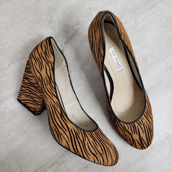Mi Piaci Tiger Calf Hair Fur Animal Print Heels 41 - Picture 7 of 15